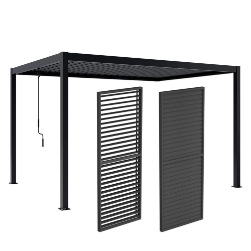 Zestaw Pergola ogrodowa tarasowa aluminiowa NORDVIC Skyline 3 x 4 m Antracyt + Żaluzja 123cm